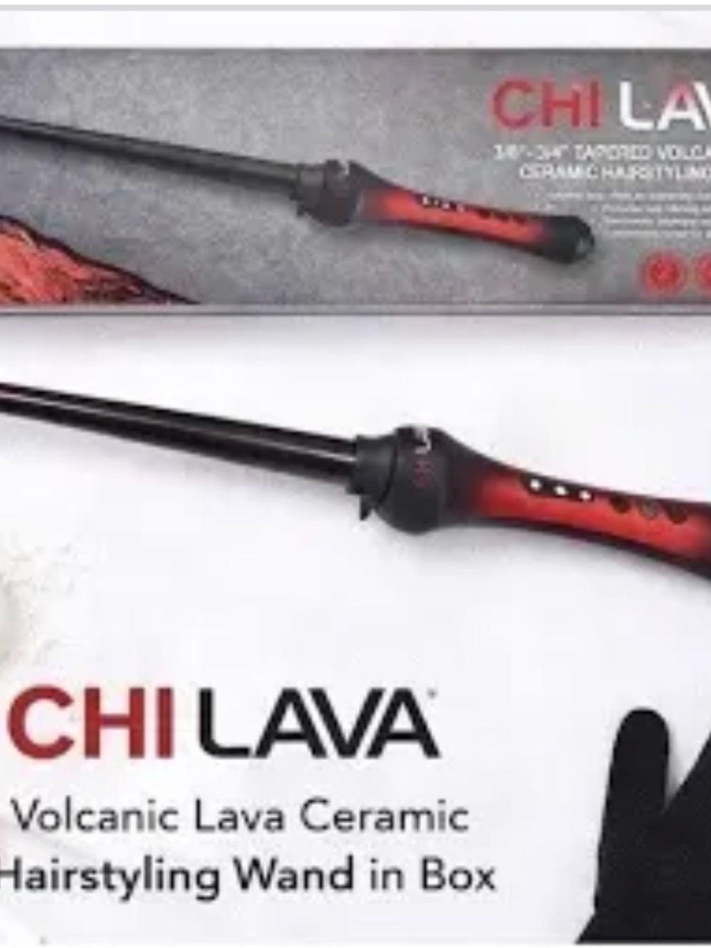 CHI Lava Volcanic Lava Ceramic Curling Wand - Red/Black